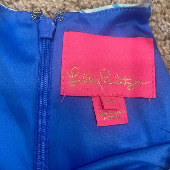 Lilly Pulitzer Pearl Romper Dress in Coastal Blue Lion Around Size 00 - Picture 5 of 5
